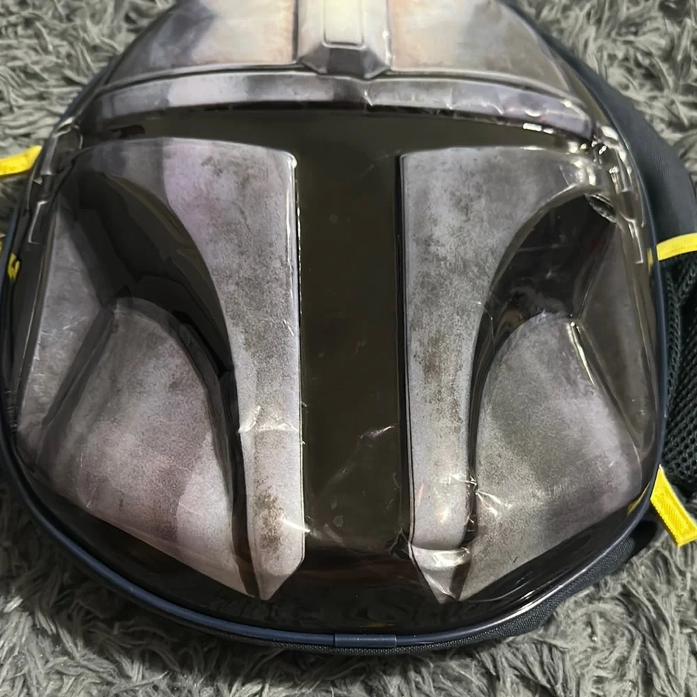 Disney Mandalorian Helmet Kids Backpack - Gray and Yellow